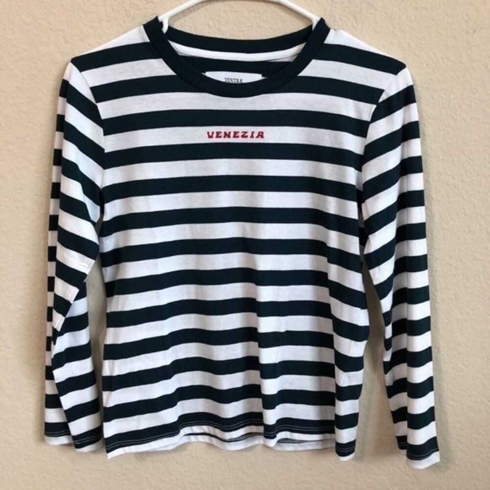 Textile Top Navy White Striped Venezia Shirt Boat